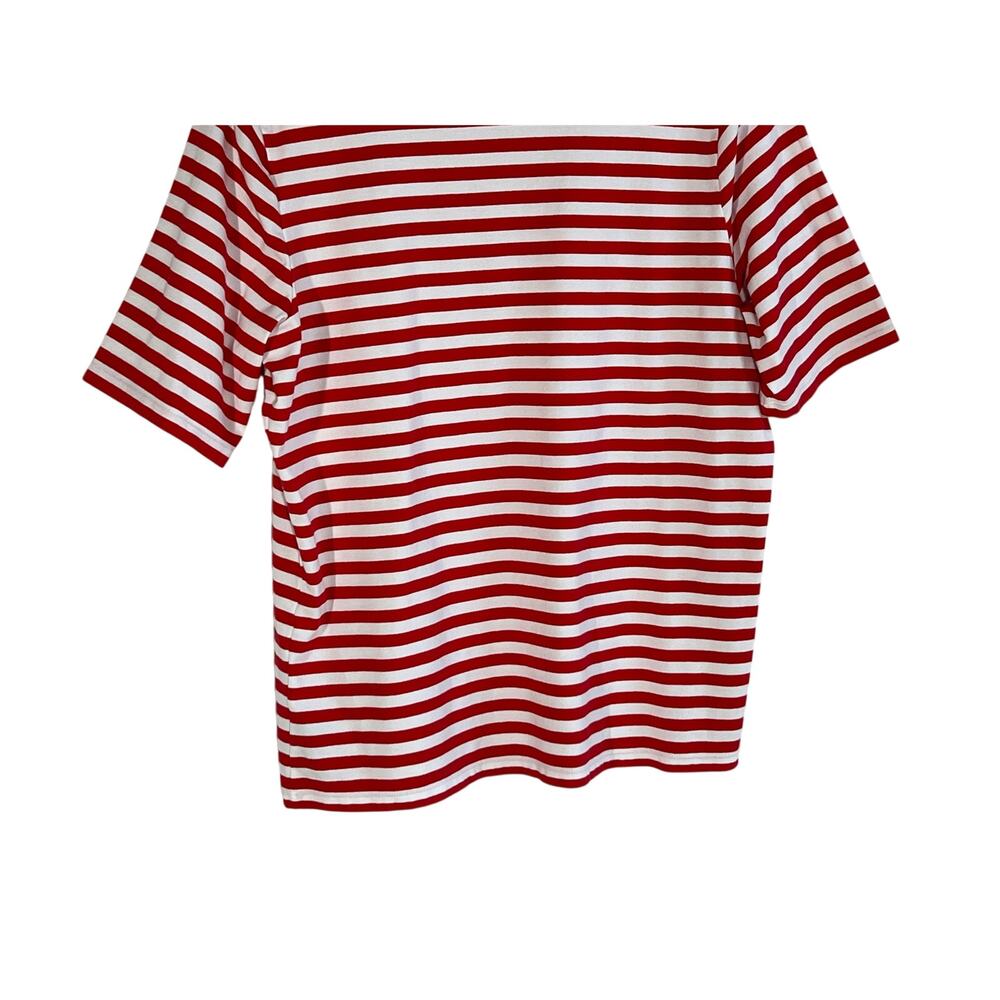 Lauren Ralph Lauren Top Womens 2X T-Shirt Short Cuff Sleeve Red/White Stripe - Picture 9 of 11